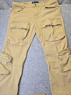 Vtg Octagon Khaki Cargo Pants 42/32 Multiple Pockets